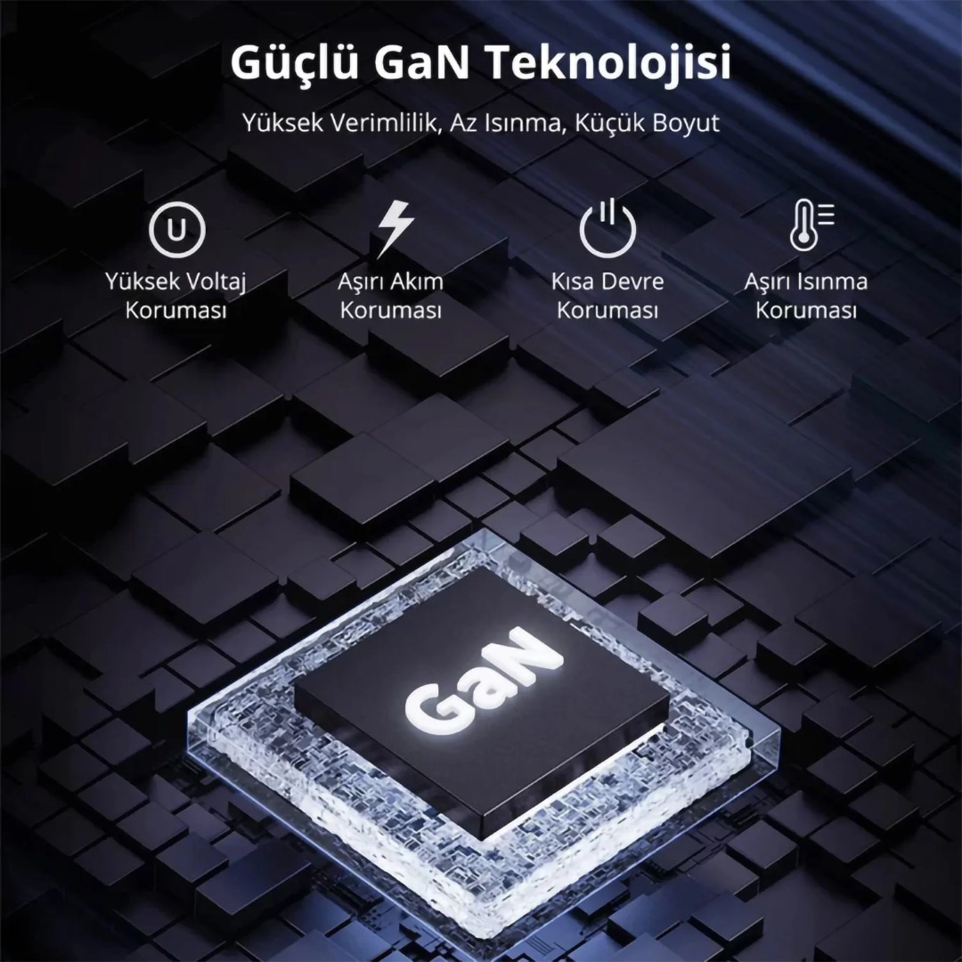Bix BX2P45G GaN PD 45W Type-C + USB-A QC 18W Hızlı Şarj Cihazı
