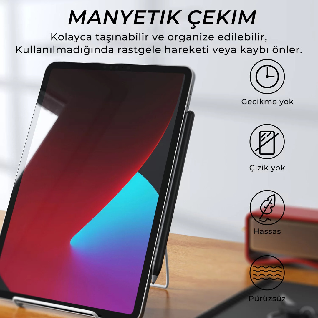 SP02B Universal Android ve iPad Tablet Uyumlu Dokunmatik Bluetooth Stylus Yazı ve Çizim Kalemi Siyah