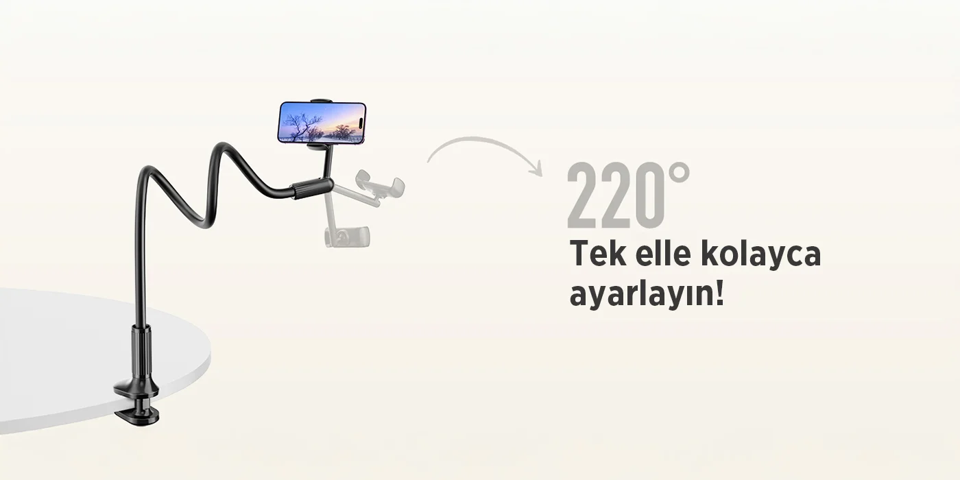Bix Saiji IVY-4 95 cm 360° Derece Dönebilen Ayarlanabilir Esnek Kollu Akrobat Telefon Tutucu