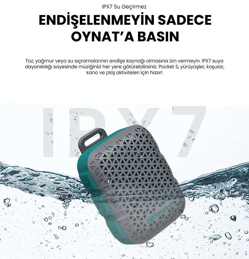HiFuture Pocket S Kablosuz Bluetooth 5.4 IPX7 Su Geçirmez 5W TWS Taşınabilir Mini Hoparlör