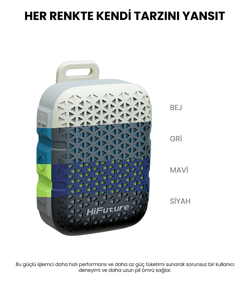 HiFuture Pocket S Kablosuz Bluetooth 5.4 IPX7 Su Geçirmez 5W TWS Taşınabilir Mini Hoparlör