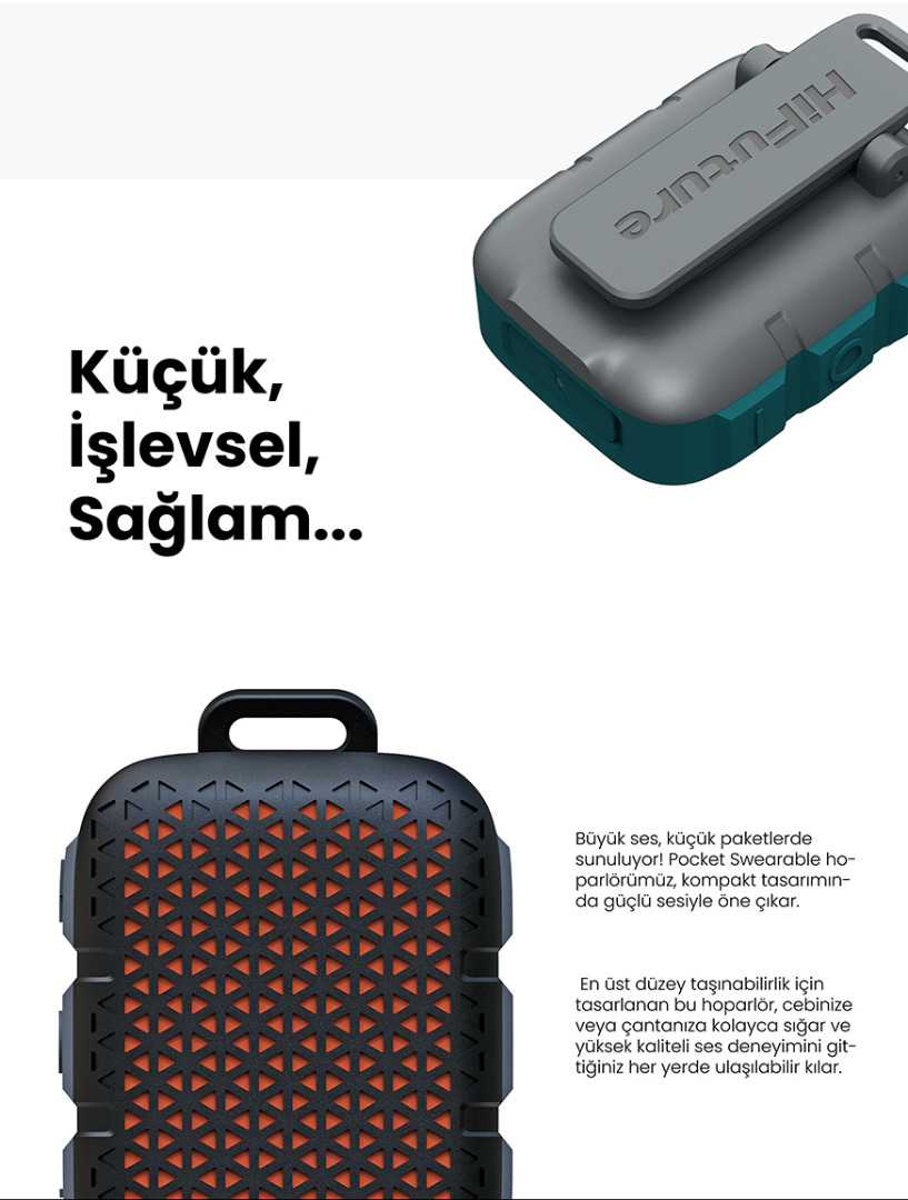 HiFuture Pocket S Kablosuz Bluetooth 5.4 IPX7 Su Geçirmez 5W TWS Taşınabilir Mini Hoparlör