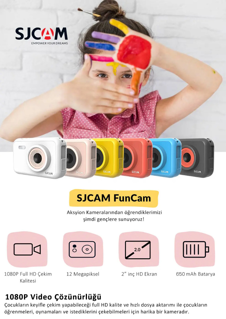 SJCAM FunCam Çocuk Kamerası - 1080p 12MP Çocuklar için Fotoğraf ve Video Makinesi