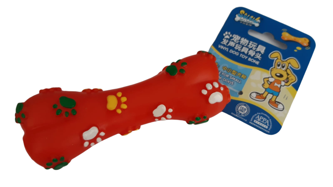 Soleil Köpek Oyuncağı Öten Plastik Kemik Kırmızı 15 cm