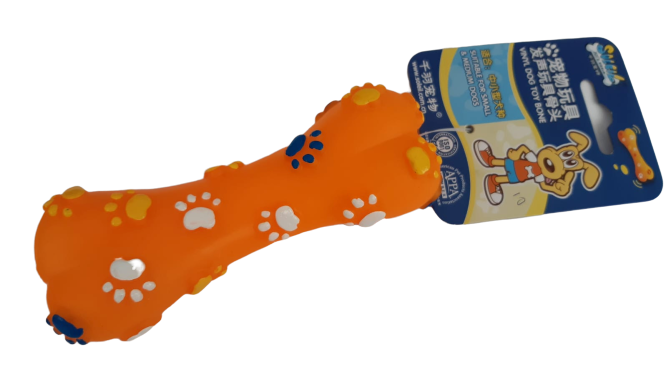 Soleil Köpek Oyuncağı Öten Plastik Kemik Turuncu 15 cm