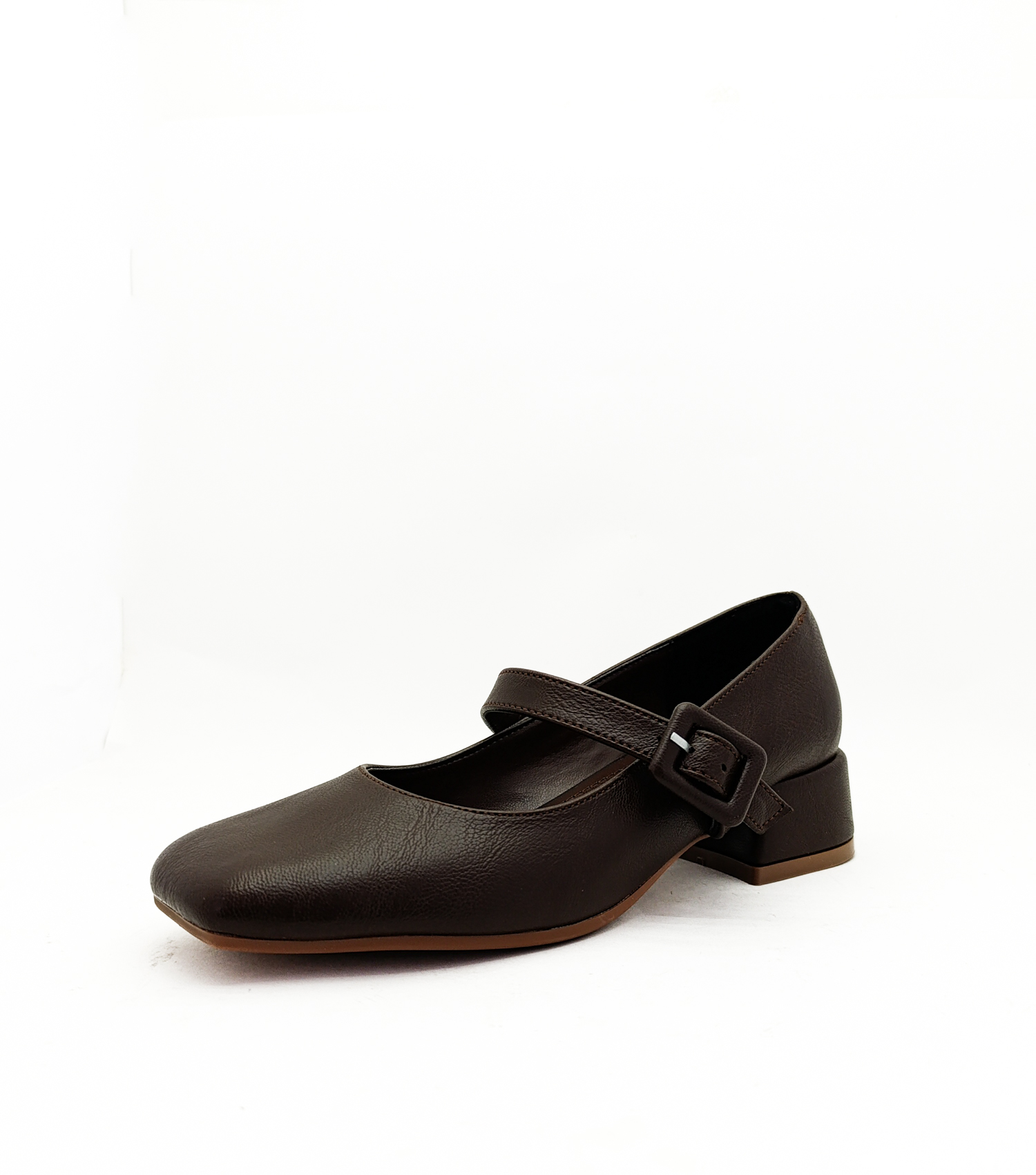 Acı Kahve Renk Rugan Kalın Topuk Bantlı 36-37-38-39-40 Numara Kadın Babet Ayakkabı