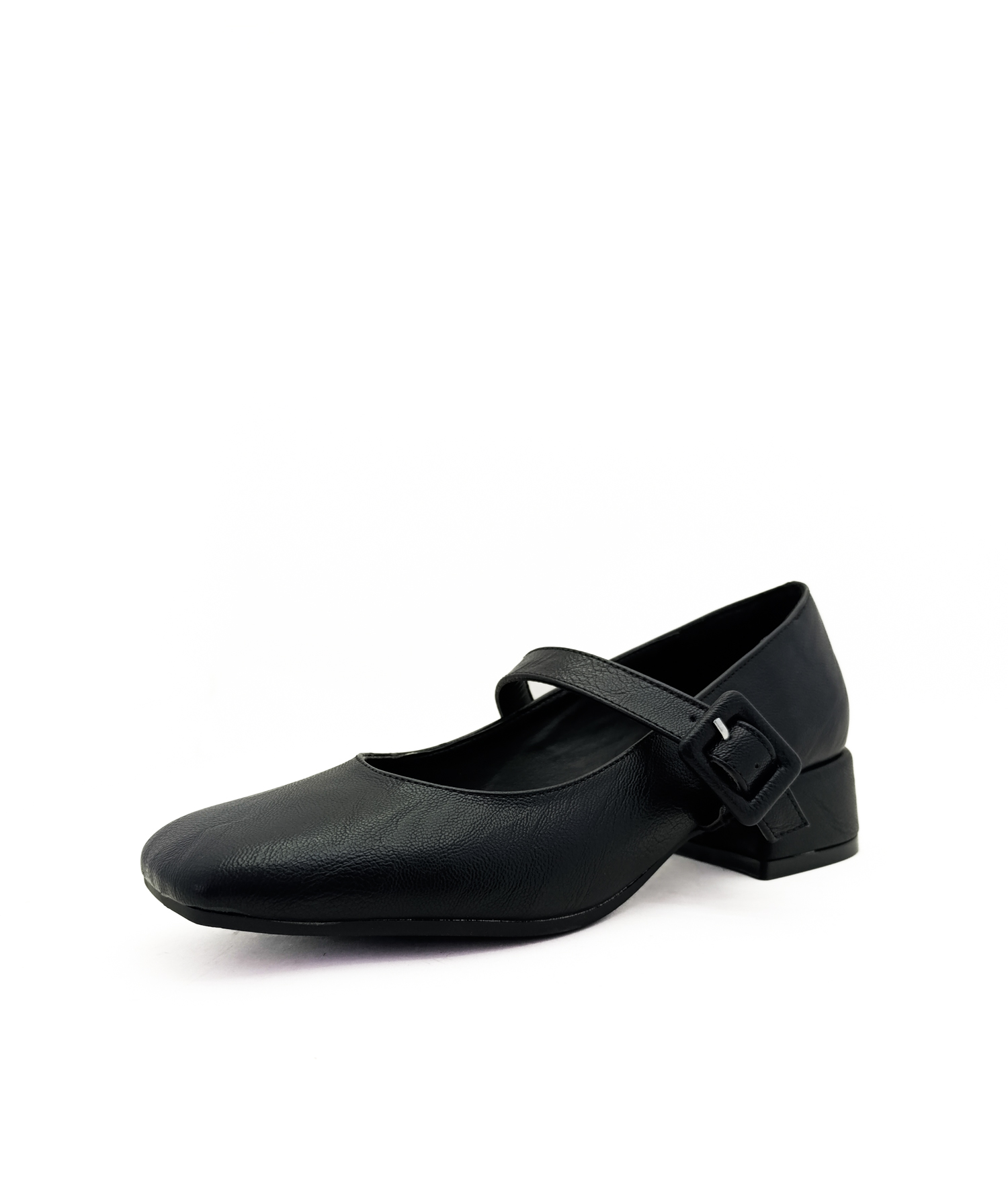 Siyah Renk Rugan Kalın Topuk Bantlı Kadın Babet Ayakkabı Babet kadın