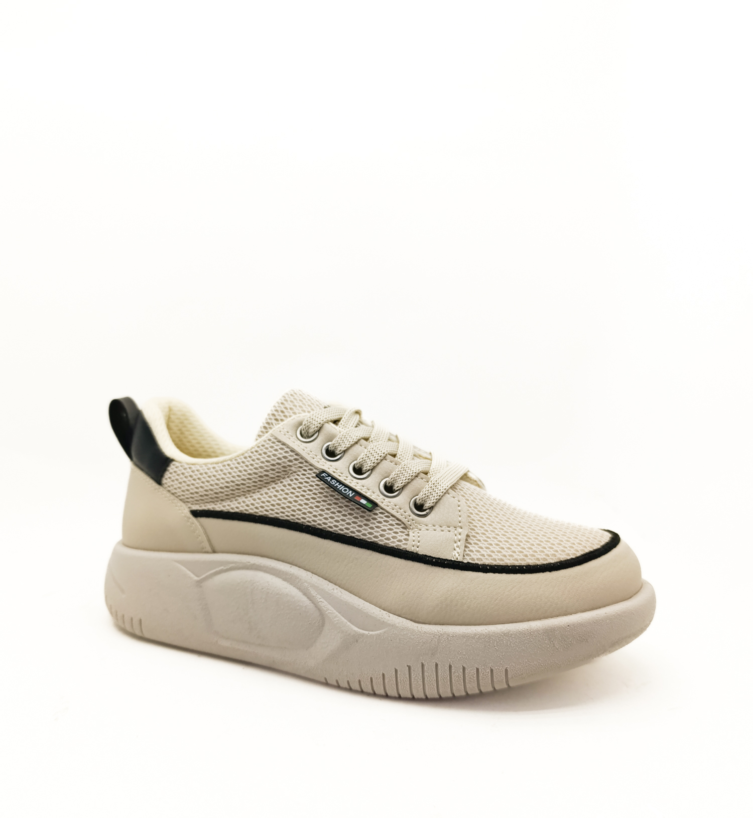 Bej Bağcıklı Fileli Hava Alır Kalın Taban 36-37-38-39-40 Numara Kadın Sneaker