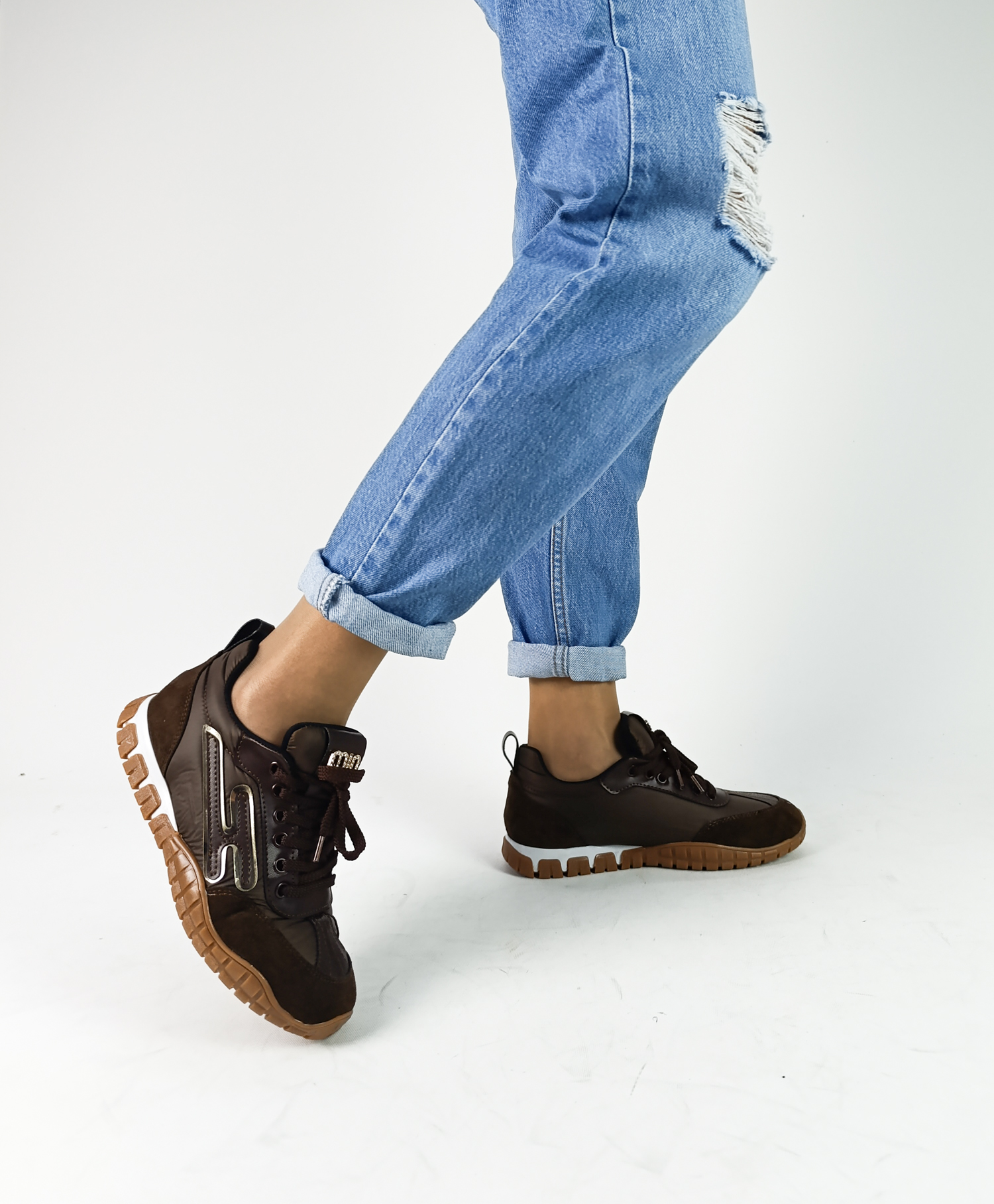 Kahve Renk Bağcıklı 36-37-38-39-40 Numara Kadın Sneaker Kadın Spor