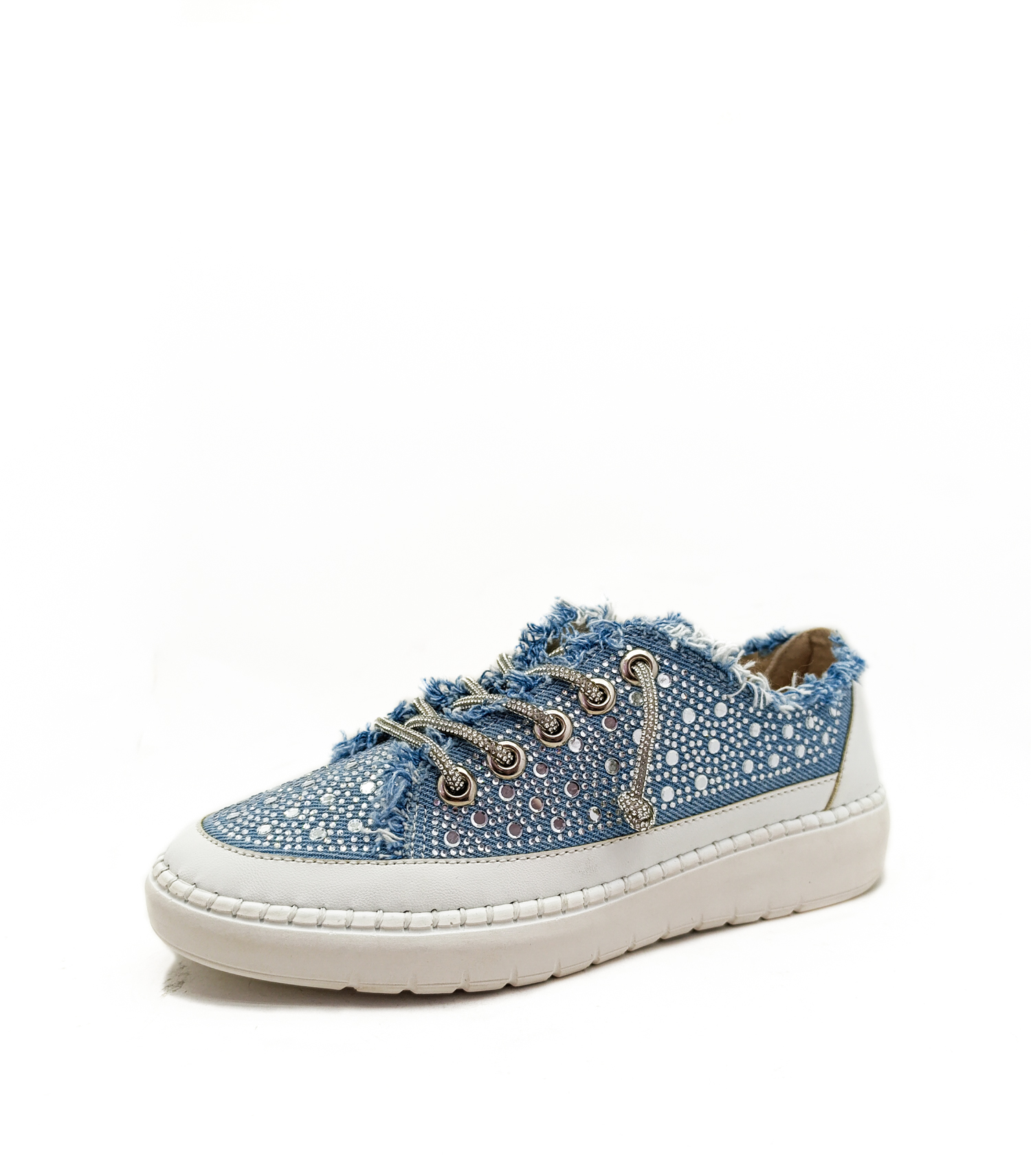 Mavi Renk Taş Betaylı Bağcıklı Düz Taban 36-37-38-39-40 Numara Kadın Sneaker