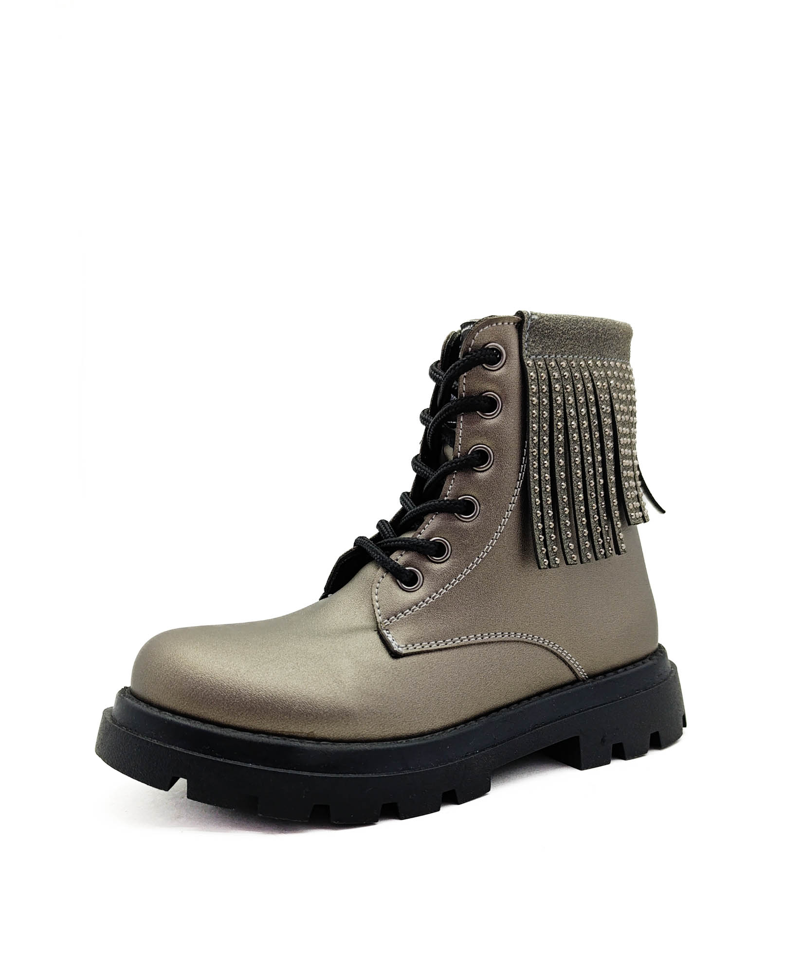 Platin Renk Fermuarlı Püskül Detaylı 31-35 Numara Arası Kız Çocuk Postal Bot