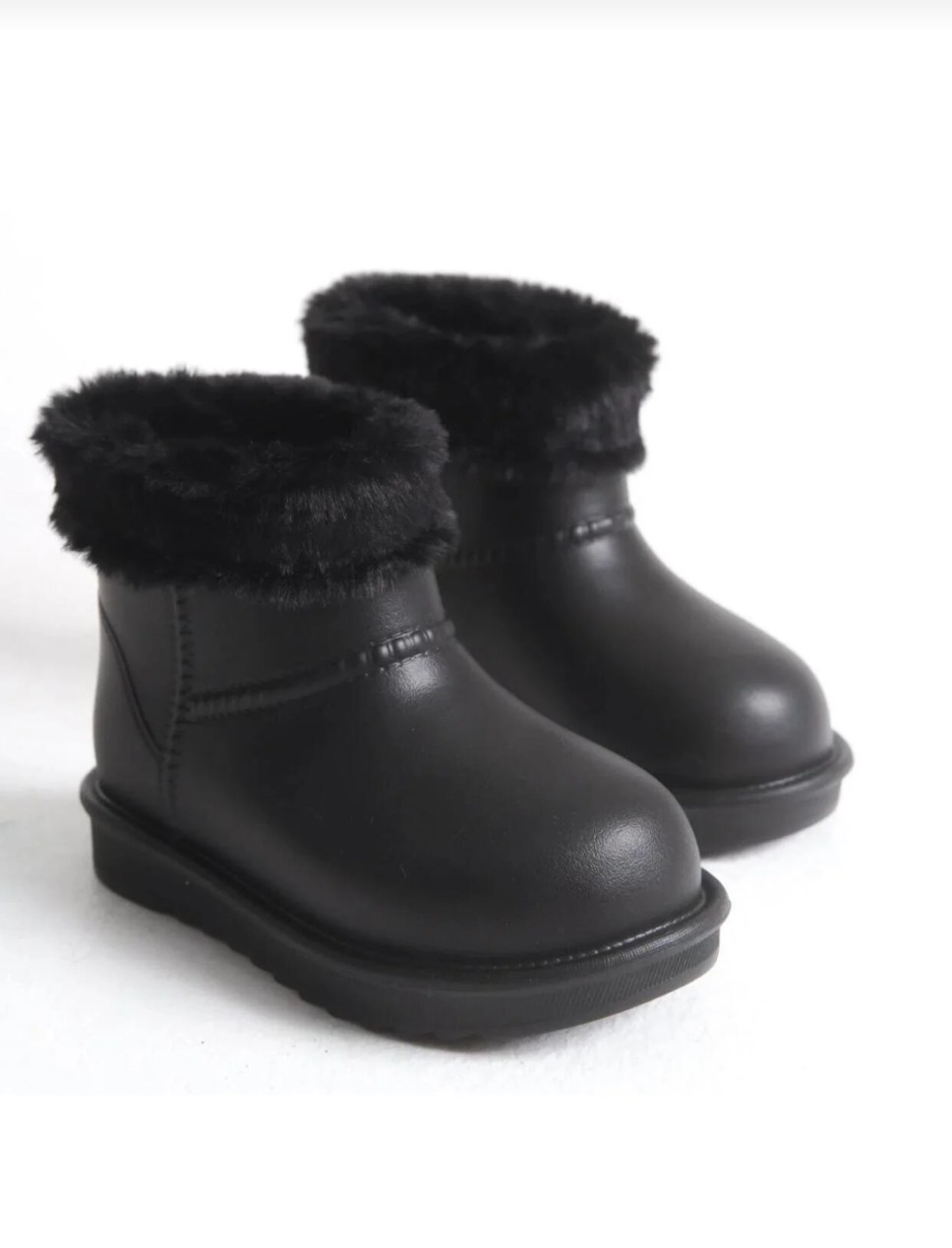 Siyah Renk İçi Kürklü SU Geçirmez Kaymaz Taban Çocuk Yağmur Çizmesi