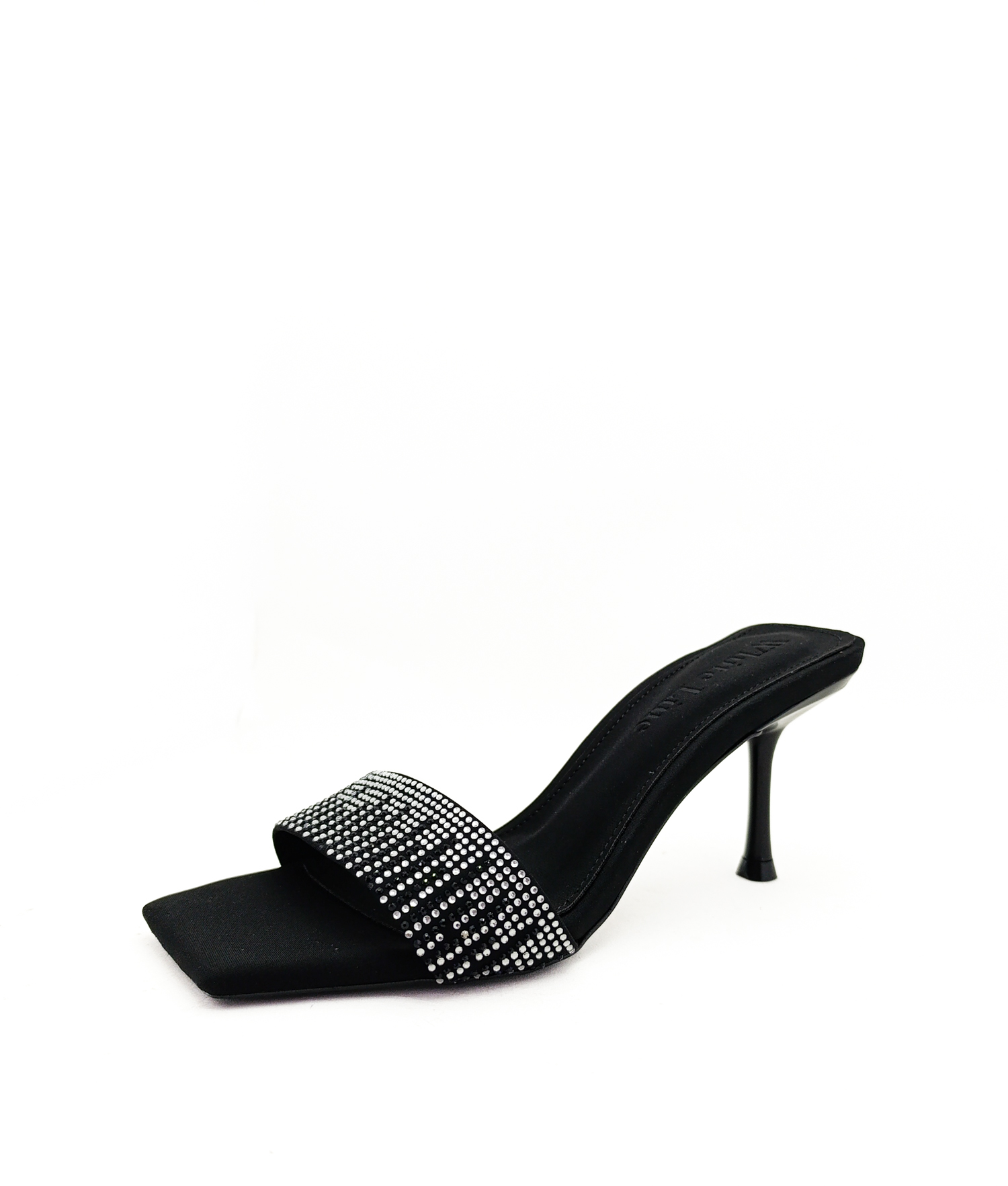 Siyah Renk İnce Yüksek Topuk Taş Detaylı 36-37-38-39-40 Numara Abiye Kadın Terlik