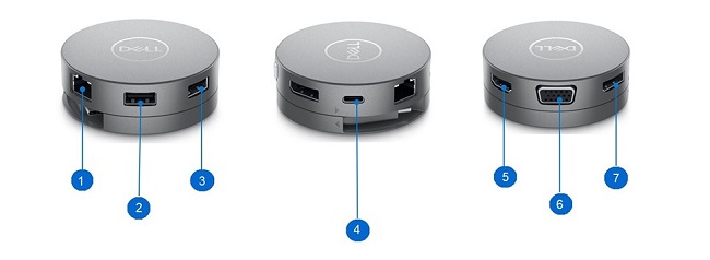 Dell Pro 7 si 1 arada USB-C Mobil Adaptör DA310 470-AEUP